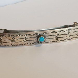 Vintage silver and turquoise hair barrette, circa 1950's